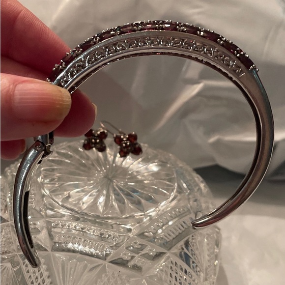 Rhodolite Garnet SS  filigree bracelet - Picture 7 of 12